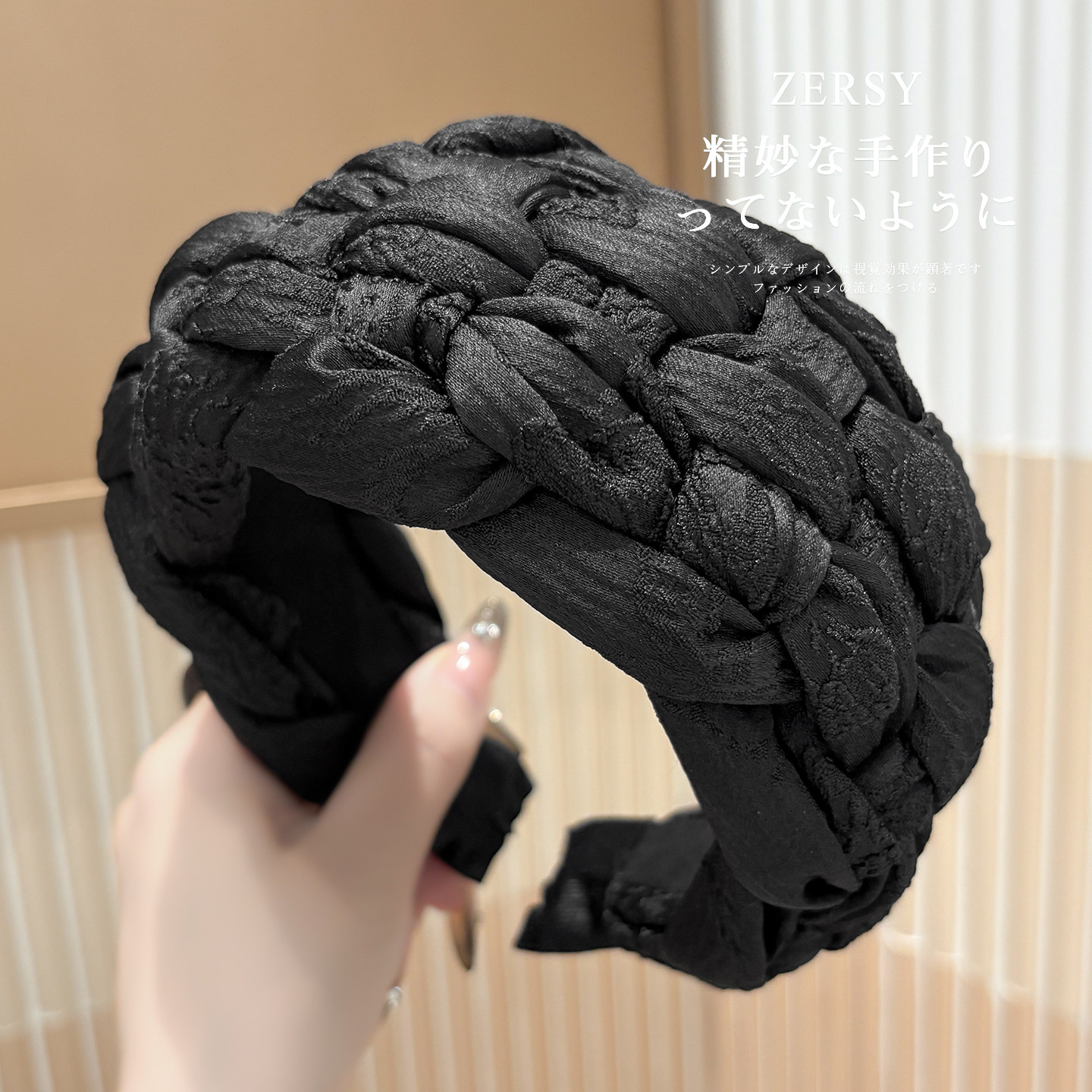 黑色编织宽边发箍女日常外戴发卡