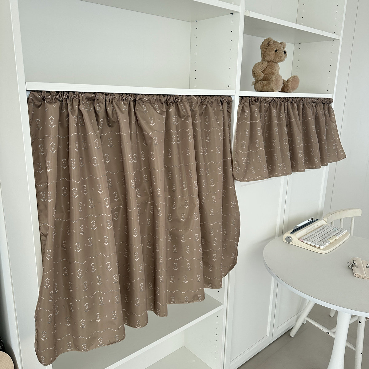 ins风复古棕色系柜帘遮挡货架书柜展示架防尘布帘桌帘防水装饰帘