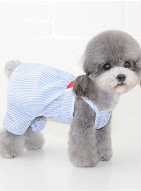 狗狗夏季四脚衣薄款透气吊带连体衣防脏防尘泰迪比熊约克夏衣服潮