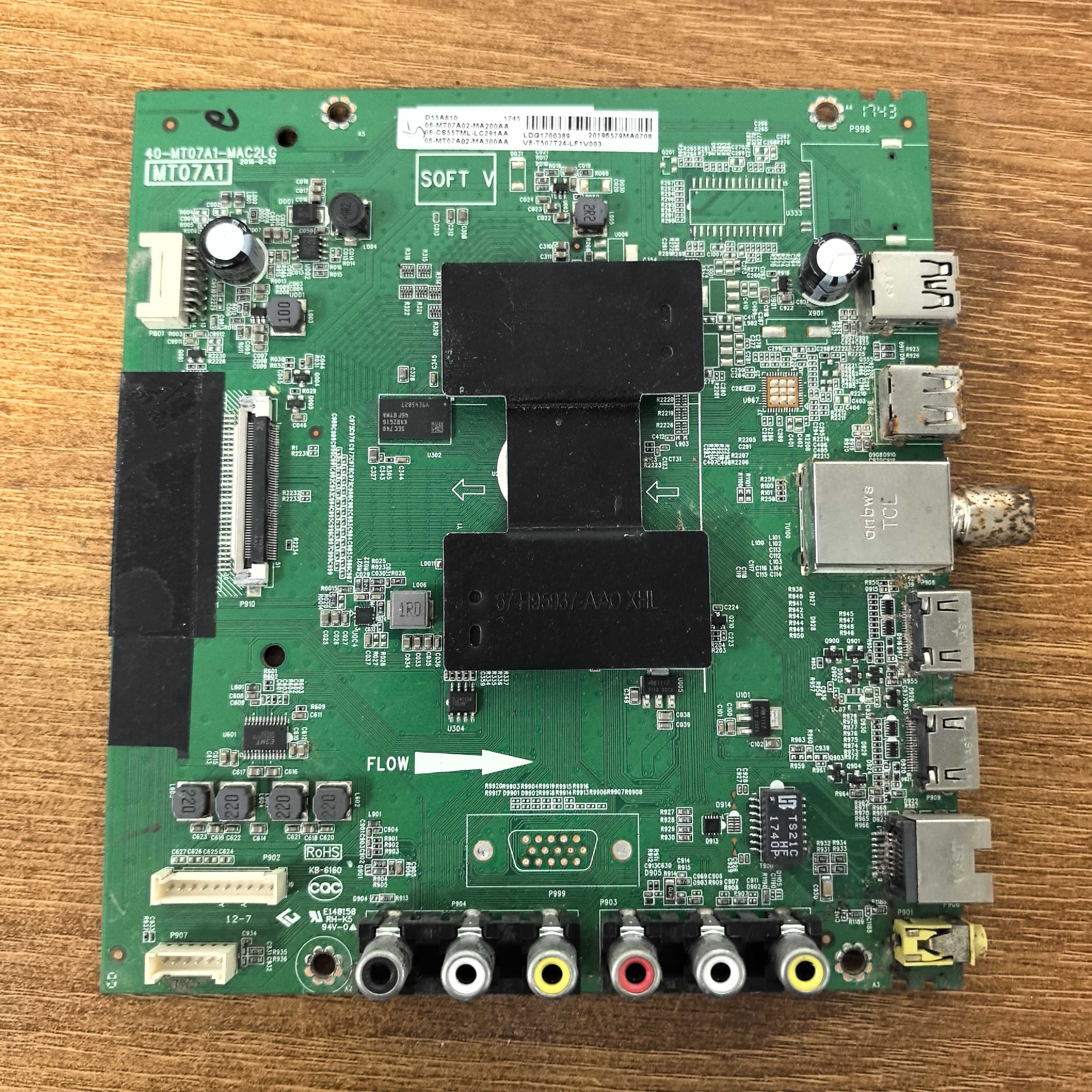 原装 TCL D55A810电视主板40-MT07A1-MAC2LG配屏LVF550ND1L测试好