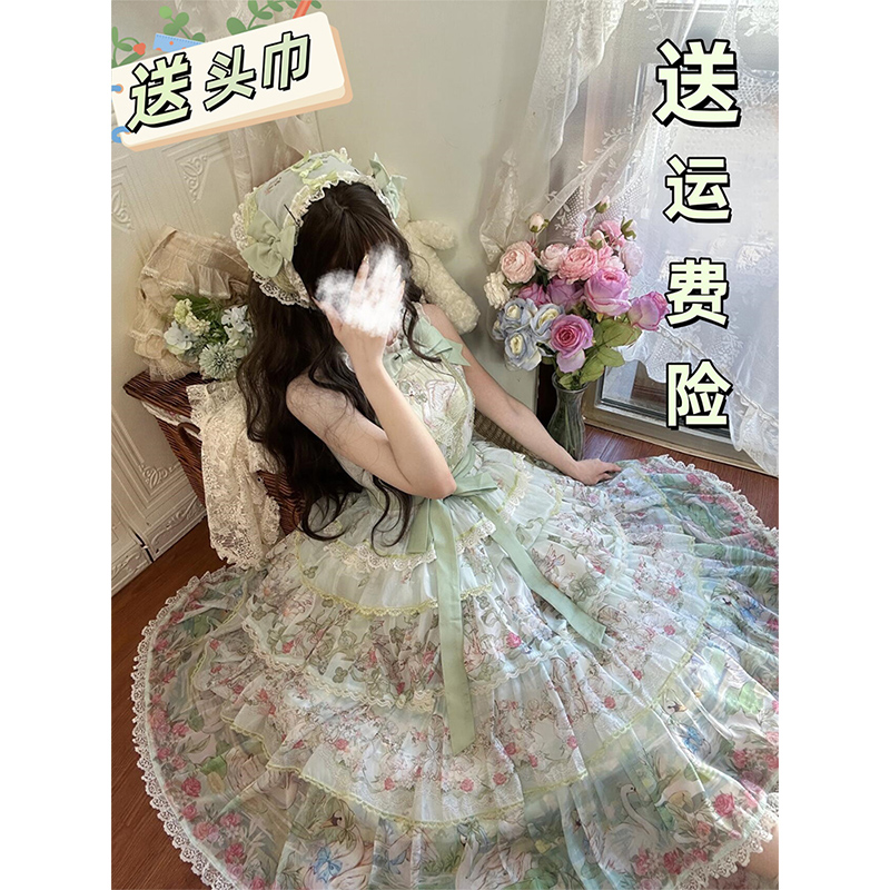 田园新款风lolita天鹅湖可爱裙子