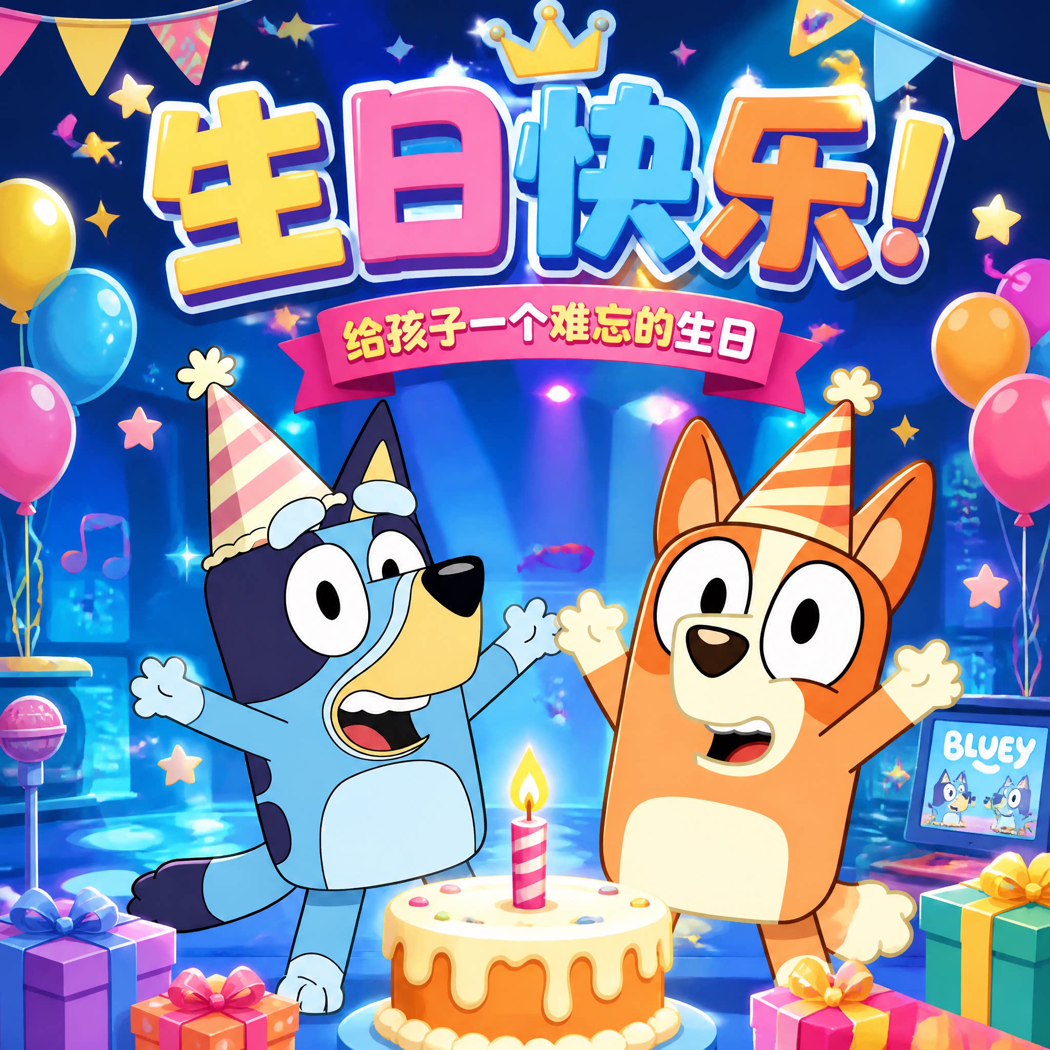 布鲁伊生日祝福视频制作个性化定制儿童主题创意短视频制作生日