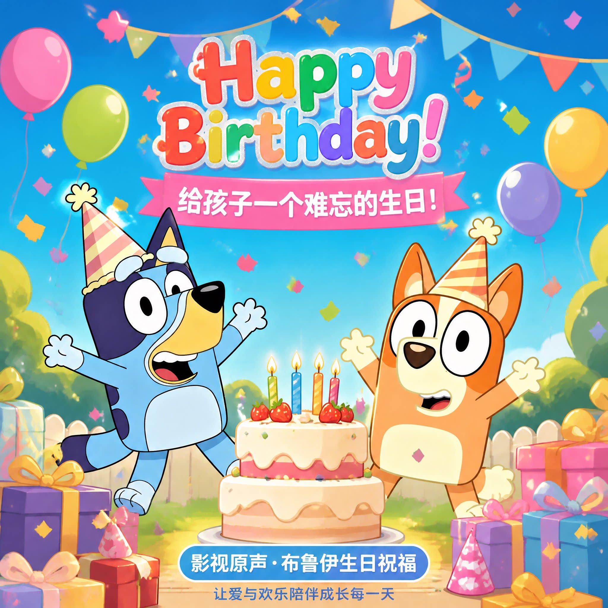 儿童卡通影视服务专业制作儿童主题生日庆祝视频原声布鲁伊祝福