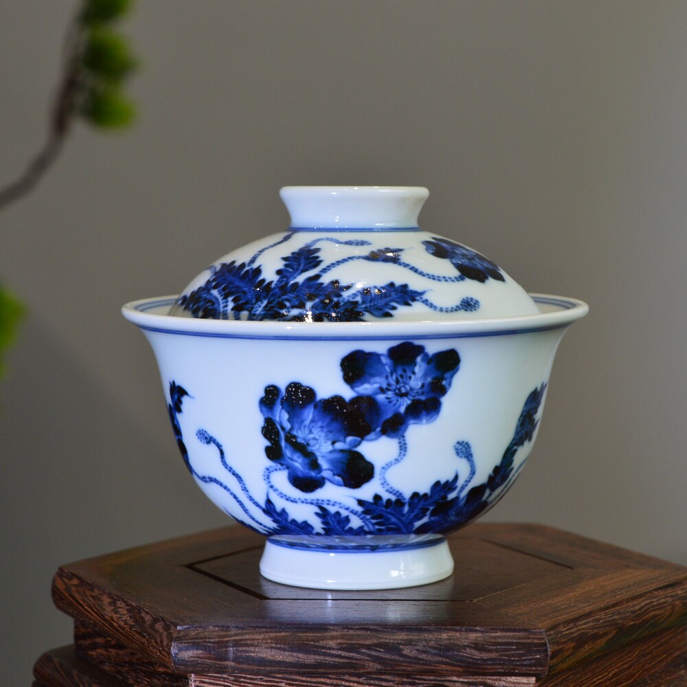 柴窑盖碗 青花盖碗 虞美人盖碗 赏瓷论语 立明堂 铭清堂 春风祥玉