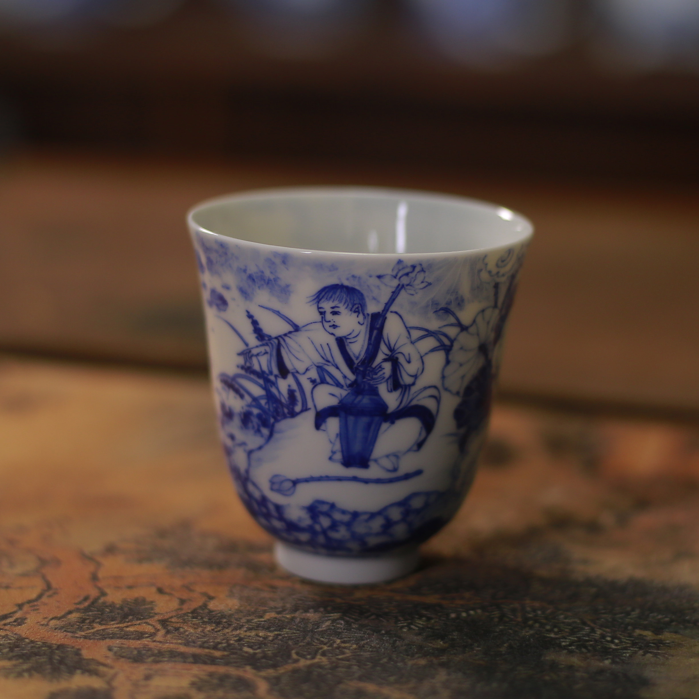 又瓷景德镇手工手绘茶具主人闻香杯人物收藏送礼