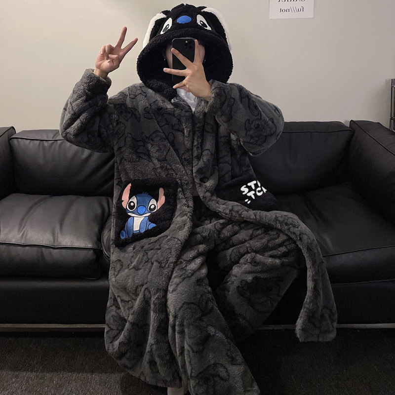 睡袍男秋冬季长款珊瑚绒加厚卡通男士睡衣浴袍男法兰绒家居服套装,女士内衣/男士内衣/家居服,睡衣/家居服套装,淘宝优惠券,粉丝福利购,淘宝优惠卷