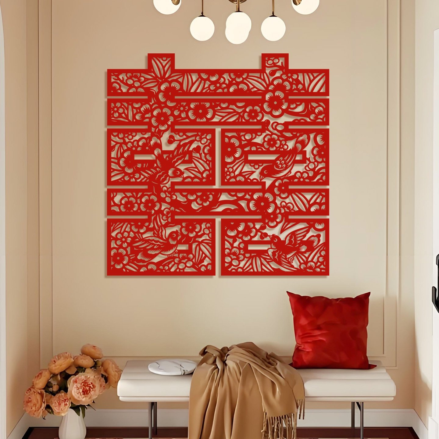 超大喜字贴结婚专用婚房布置无纺布床头囍字背景墙贴订婚礼装饰品