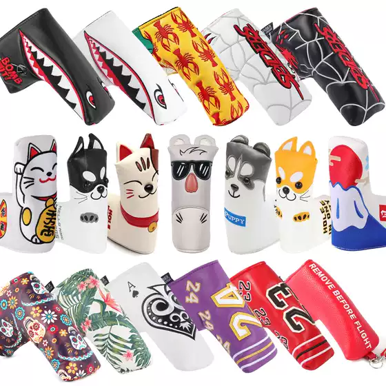 Shangbian Golf Putter Cover Straight Shaft Head Cover Putter Cap Cover Exquisite Spider Embroidery Magnetic Club Cap Cover