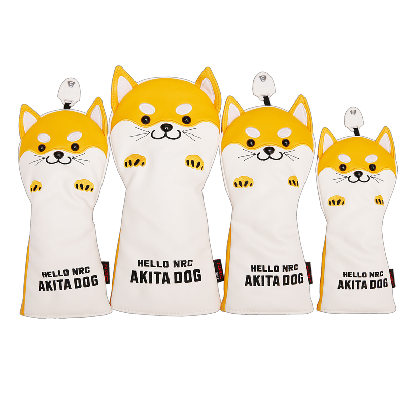 尚边秋田犬高尔夫球杆套 旺柴一号木帽套 铁木杆头套 小狗推杆套