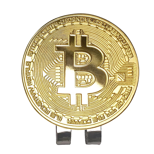 高尔夫帽夹金色比特币图案马克磁铁夹子金属材质mark高尔夫用品