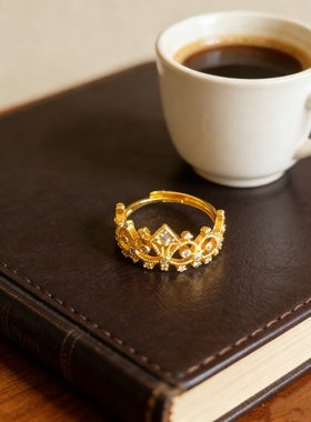 新款皇冠戒指女开口时尚百搭气质精致情人节送女友闺蜜生日礼物