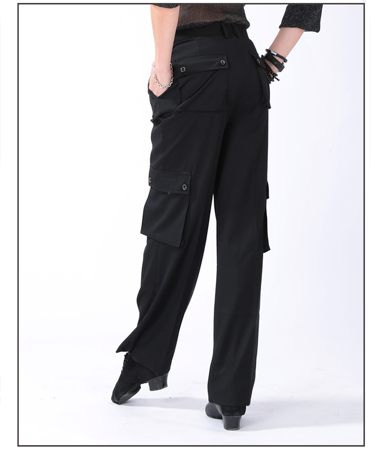 多口袋褲高腰抗皺免燙垂感