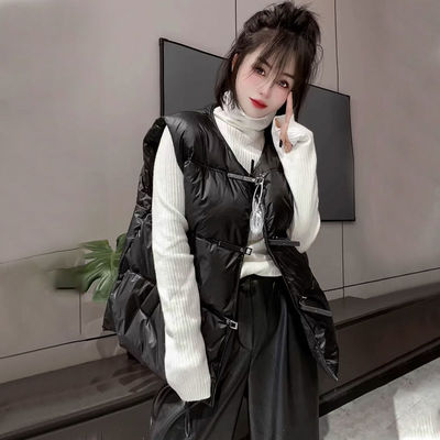 秋冬爆款减龄休闲圆领马甲外套女高级感时尚大码保暖百搭无袖棉服