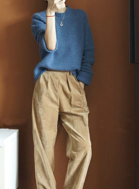 Chao嗲的那一件！气质爆棚牛仔蓝！羊绒衫女纯羊绒毛衣女加厚圆领