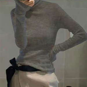 通勤闭入 好穿白富美~精纺高领羊绒衫女纯羊绒毛衣修身针织打底衫