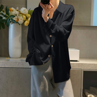 上身自信美！气质惹眼~廓形100%羊绒开衫女纯羊绒毛衣衬衫 2色