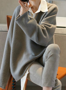 实物美S了~重磅系列 随性洒脱气质廓形羊绒衫女加厚纯羊绒毛衣