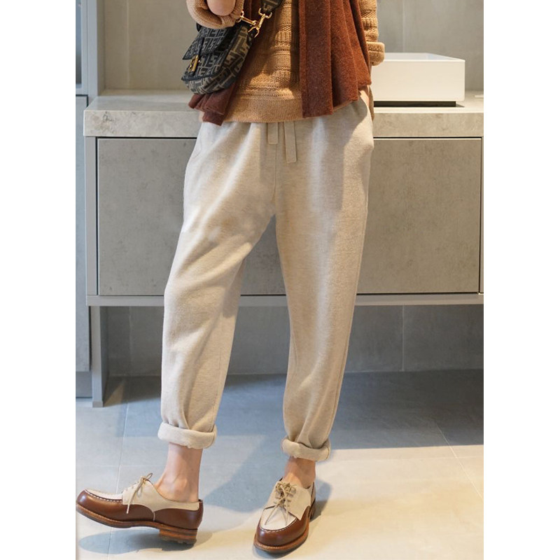 不费力的时髦~腔调有型纯山羊绒裤子女外穿针织休闲哈伦裤加厚冬