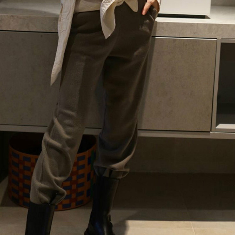 颜值在线！重磅加厚精纺100%纯羊绒裤子女外穿纯羊绒直筒裤休闲裤