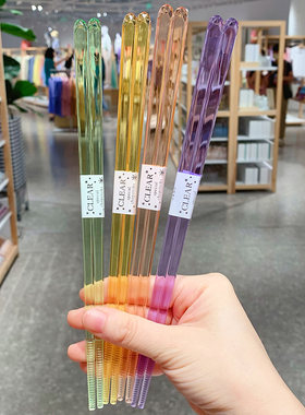 Rainbow彩虹系列 虫虫同款出口透明水晶筷洗碗机可用尖头防滑筷子