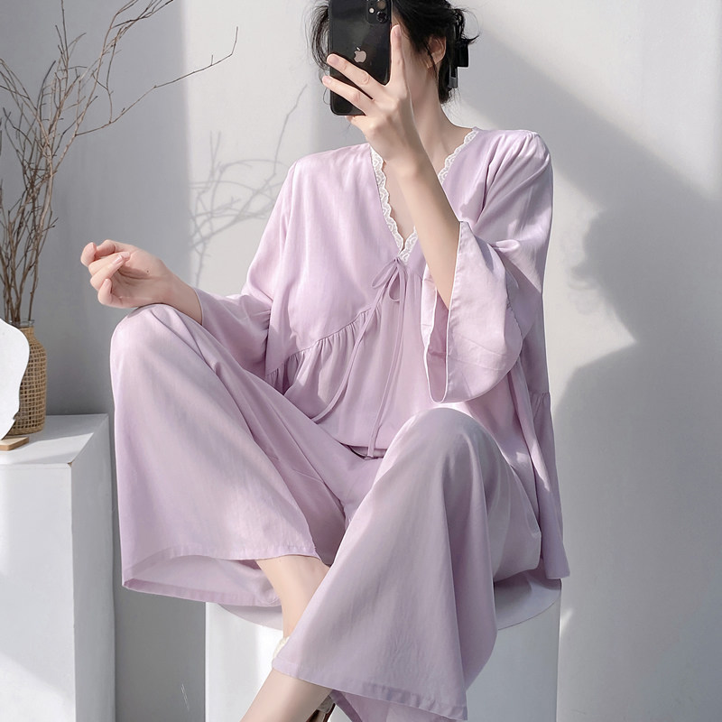 新款棉绸睡衣女春夏宽松大码薄款