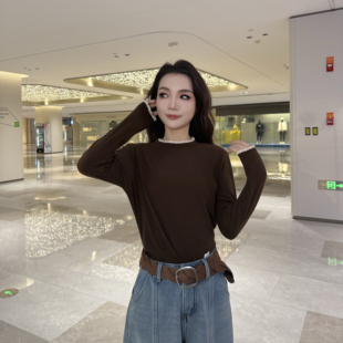 加厚双面绒半高领花边打底衫 内在美 速暖打底 9001 恩佳专享