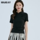 短袖 轩日2024夏装 T恤 立领新中式 珠珠盘扣修身 商场同款 小黑t女新款