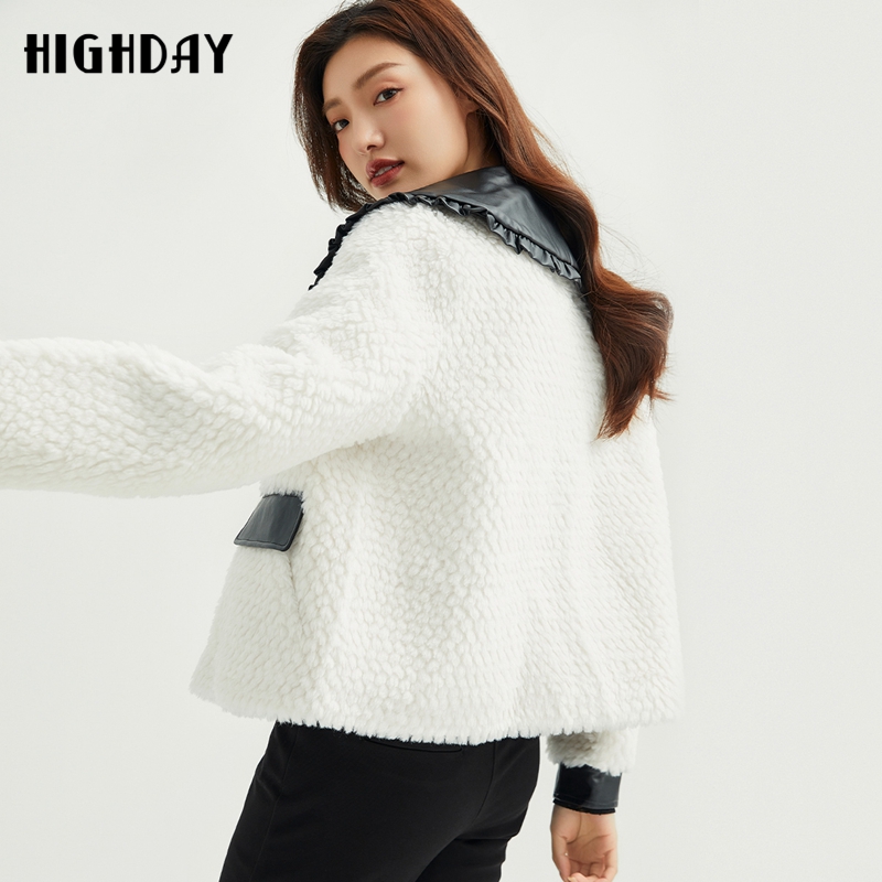 轩日长袖拼接毛茸茸外套