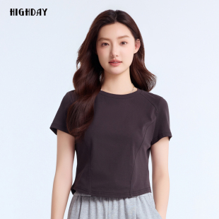 圆领小众上衣女休闲时尚 新款 T恤 体恤2025春夏季 highday轩日短袖