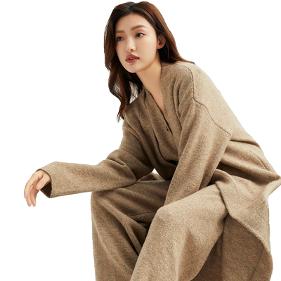 轩日长袖慵懒风针织开衫外套