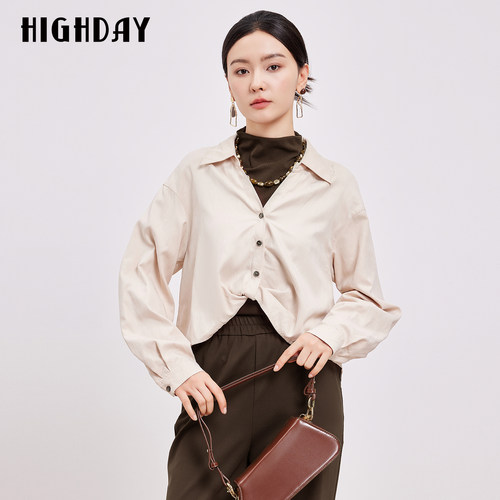 轩日HIGHDAY长袖衬衫2026春秋小个子时尚休闲设计感小众宽松上衣