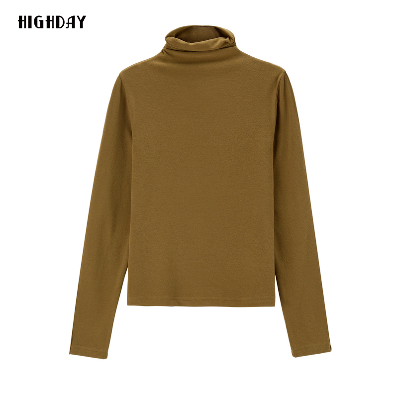 轩日对对领长袖修身纯色T恤