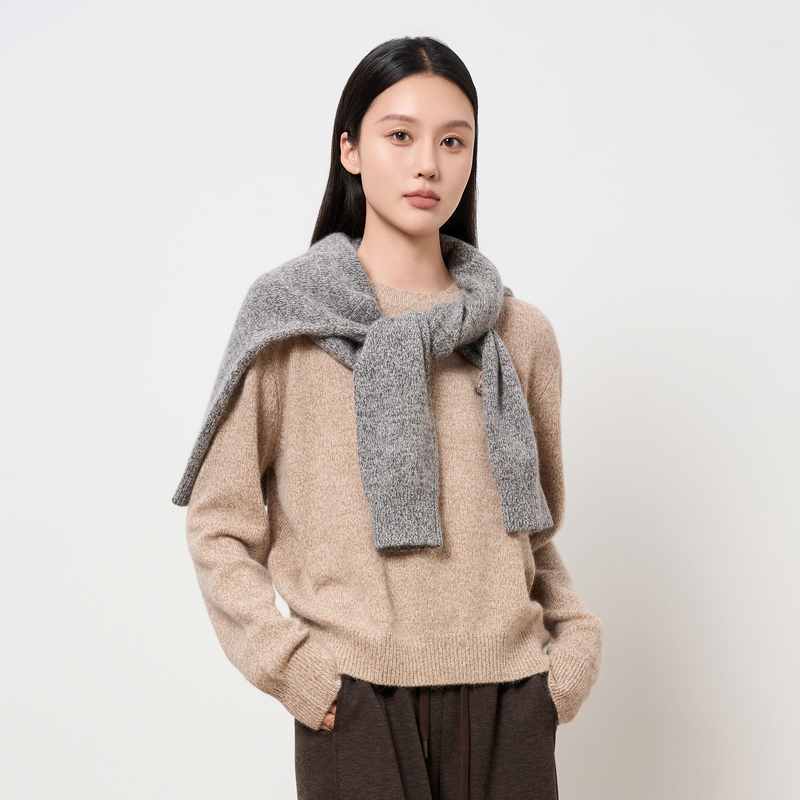 轩日兔毛套头圆领复古长袖毛衫