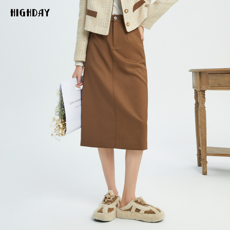 轩日高腰直筒半身裙女