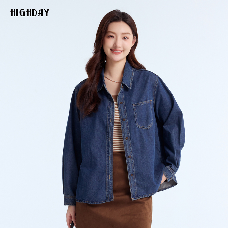 轩日男友风宽松牛仔衬衣