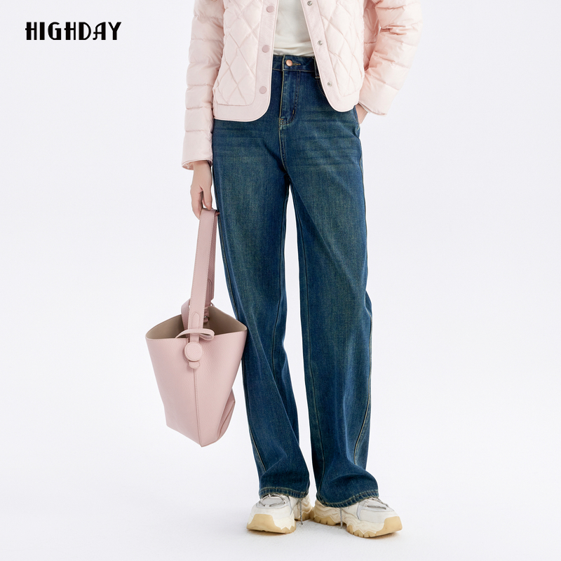 轩日水洗牛仔长裤直筒裤