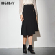 highday轩日春秋高腰黑色半身裙女纽扣荷叶边包臀不规则鱼尾裙ins