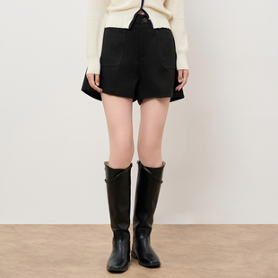 气质小众设计感直筒裤 HIGH 2025秋冬新加厚时尚 轩日黑色短裤 DAY