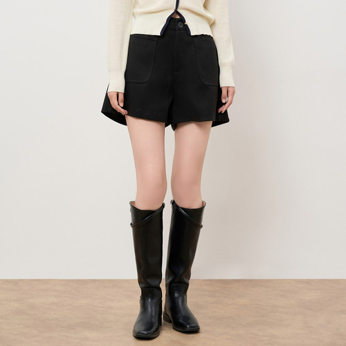 轩日高腰气质小众黑色短裤