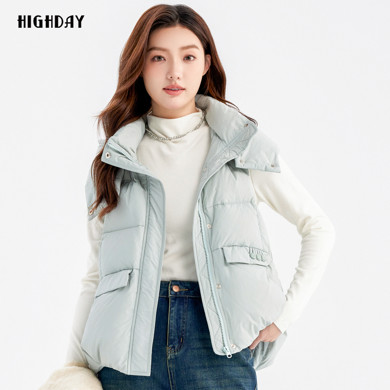 轩日纯色背心无袖羽绒服