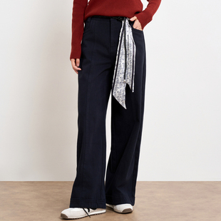 2025秋季 轩日纯棉休闲裤 新品 时尚 子女 HIGH 显瘦宽松阔腿长裤 DAY