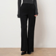 HIGHDAY轩日黑色微喇长裤 女2025秋冬高腰显瘦垂感复古百搭休闲裤