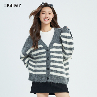 轩日慵懒风宽松条纹外套