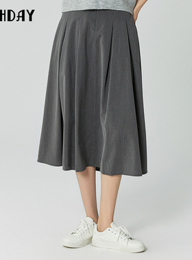 highday轩日2026春季新款高腰a字半身裙女休闲过膝裙QZ09BE33762