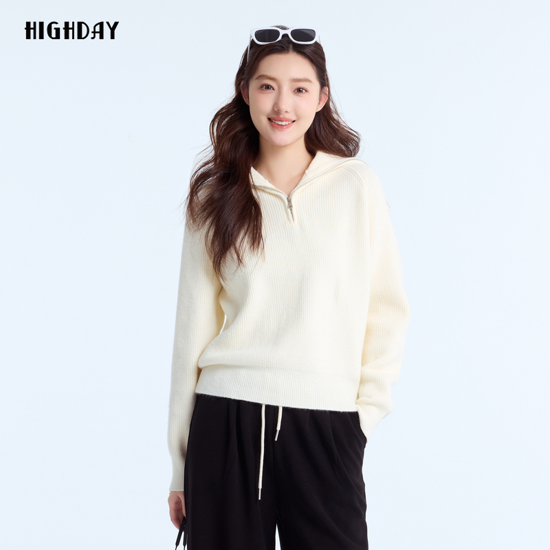 轩日拉链套头针织毛衫