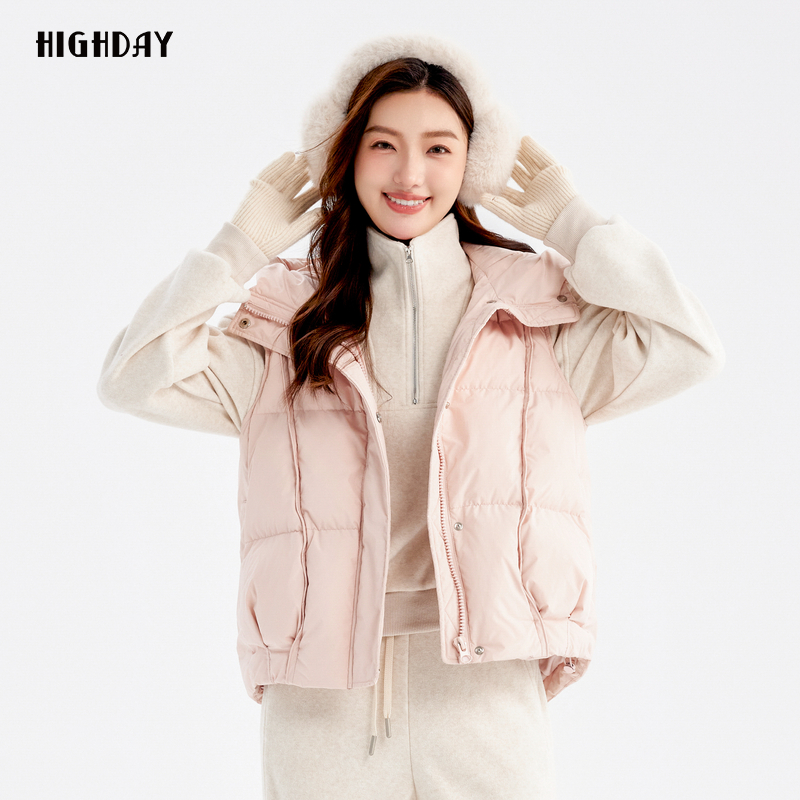 轩日少女粉无袖休闲羽绒服