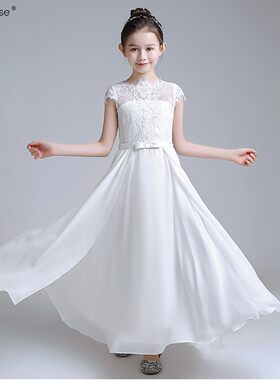 女童公主白色长裙儿童生日花童裙