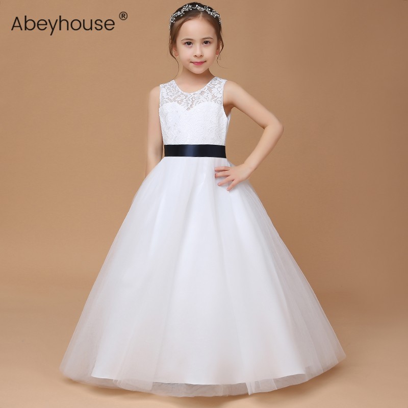 女童晚礼服白色长款钢琴演出服高档儿童生日公主裙超仙婚礼花童裙