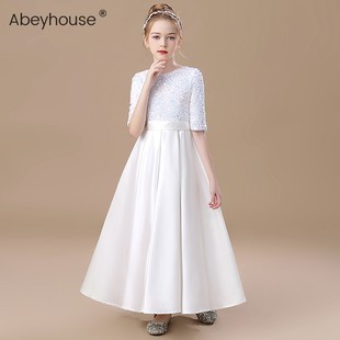 2024新款儿童钢琴演出服女童十岁生日公主裙婚礼花童裙节目主持服