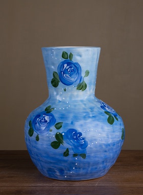 『093』4268-蓝色花器摆件 高度21cm口径9cm肚径15.5cm